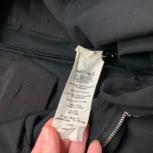 Aritzia Wilfred Pants Trousers Straight leg zipper ankle pleated Black Size 0 - Picture 10 of 15